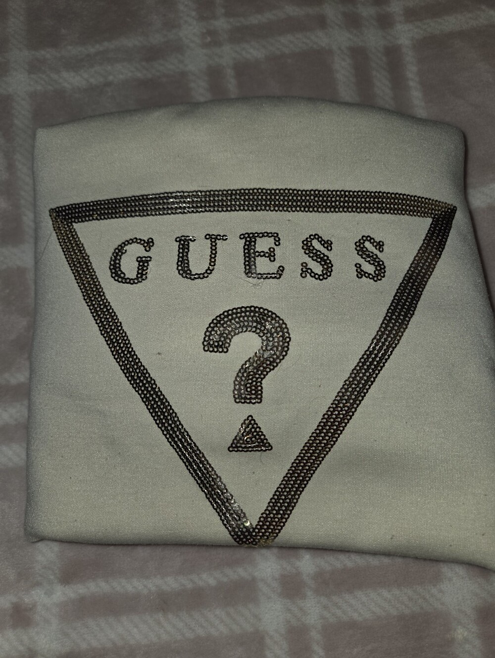 GUESS Off White Cropped Drawstring Sweatshirt -  Small - Picture 3 of 5